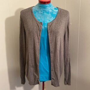 Croft & Barrow Scoop Neck Long Sleeve Button Down Womens Sweater Size XL